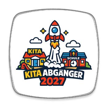 Kita Abgänger 2027 Rakete – Schulanfang Design - Viereckiger Kühlschrankmagnet - Weiß - Vorne