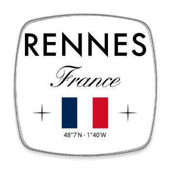 Rennes, France, Coordonnées Souvenir de voyage - Magnet carré - blanc - Devant
