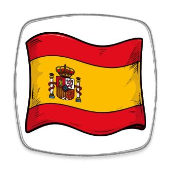 Spanische Flagge Cartoon Stil - Viereckiger Kühlschrankmagnet - Weiß - Vorne