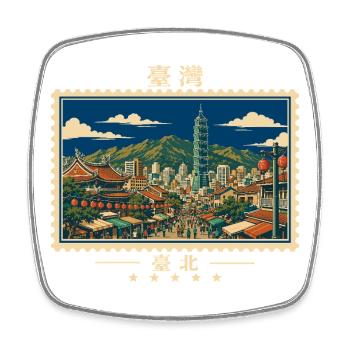 Taiwan Taipei Vintage Reisemarke - Viereckiger Kühlschrankmagnet - Weiß - Vorne
