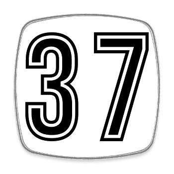37 Zahl symbol - Viereckiger Kühlschrankmagnet - Weiß - Vorne