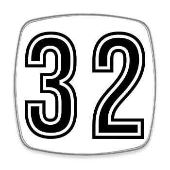 32 Number Symbol - Square fridge magnet - white - Front