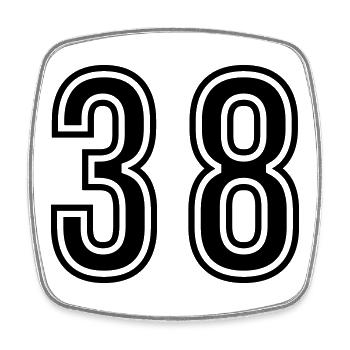 38 Number symbol - Square fridge magnet - white - Front