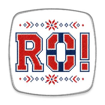 RO! Norvège 2026 Broderie - Magnet carré - blanc - Devant