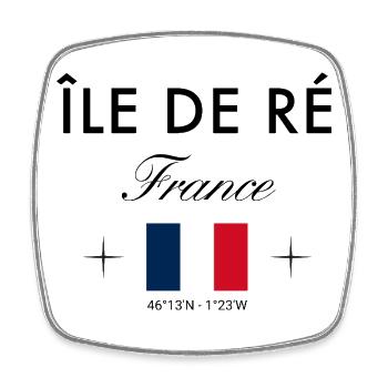 Ile de Re Frankreich Koordinaten Reise Souvenir - Viereckiger Kühlschrankmagnet - Weiß - Vorne
