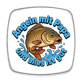Angeln mit Papa – Alles ist Gut - Viereckiger Kühlschrankmagnet - Weiß - Vorne