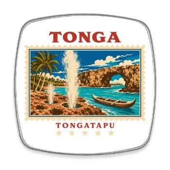 Marque de voyage vintage Tonga Tongatapu - Magnet carré - blanc - Devant
