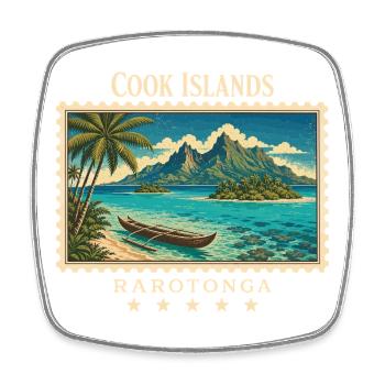 Marque de voyage vintage Rarotonga des Îles Cook - Magnet carré - blanc - Devant