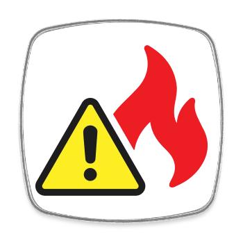 Icône solide d’alerte incendie Symbole de sécurité de flamme - Magnet carré - blanc - Devant