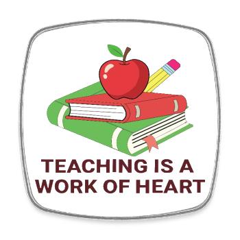 Conception de l’école Teacher Heart Work - Magnet carré - blanc - Devant
