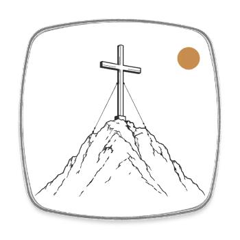 Sommet croisé au lever du soleil - Magnet carré - blanc - Devant