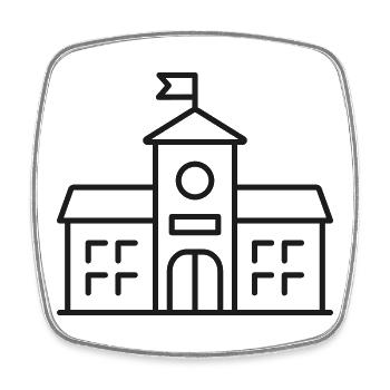 School Building Line Icon Education Campus Symbol - Square fridge magnet - white - Front
