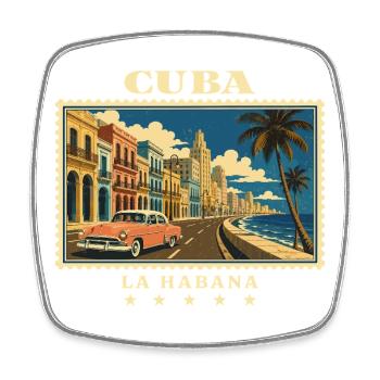 Kuba La Habana Vintage Reisemarke - Viereckiger Kühlschrankmagnet - Weiß - Vorne
