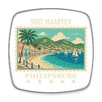 Marque de voyage vintage Sint Maarten Philipsburg - Magnet carré - blanc - Devant