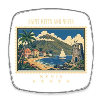 Saint Kitts and Nevis Nevis Vintage Travel Brand - Square fridge magnet - white - Front