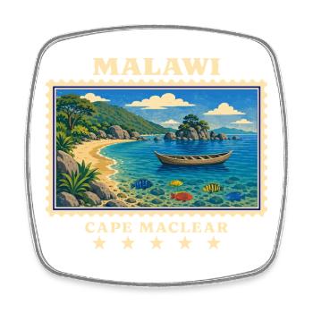 Malawi Cape Maclear Vintage Travel Brand - Square fridge magnet - white - Front