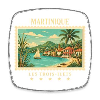 Martinique Les Trois-Îlets Vintage Reisemarke - Viereckiger Kühlschrankmagnet - Weiß - Vorne