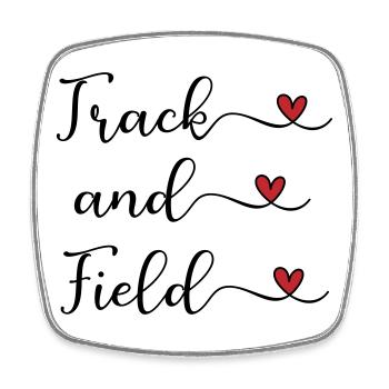 Track and Field handwritten Logo with Hearts - Square fridge magnet - white - Front