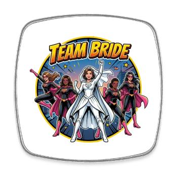 Team Bride Superhelden-Crew - Viereckiger Kühlschrankmagnet - Weiß - Vorne