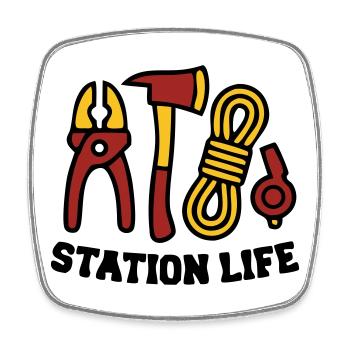 Icône de la brigade des pompiers de la Station Life - Magnet carré - blanc - Devant