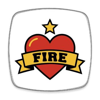 Fire Brigade Heart Fire Crest - Square fridge magnet - white - Front