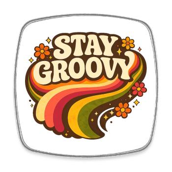 Stay Groovy Rainbow - Viereckiger Kühlschrankmagnet - Weiß - Vorne