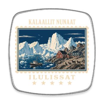 Grönland Ilulissat Vintage Reisemarke - Viereckiger Kühlschrankmagnet - Weiß - Vorne