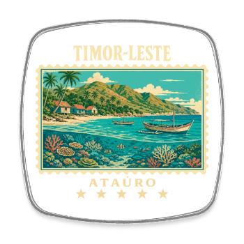 Timor-Leste Ataúro Vintage Reisemarke - Viereckiger Kühlschrankmagnet - Weiß - Vorne
