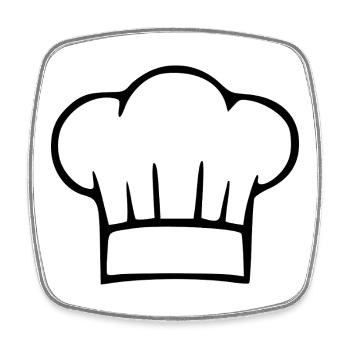 Chapeau de chef, chef, cadeau de cuisine, cuisine - Magnet carré - blanc - Devant
