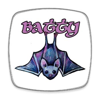 Illustration de chauve-souris néon Batty - Magnet carré - blanc - Devant