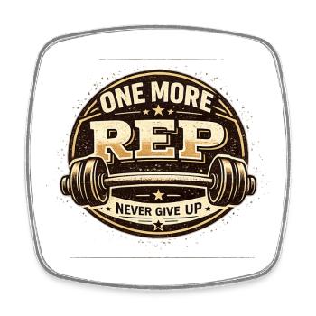 One more rep never give up - Viereckiger Kühlschrankmagnet - Weiß - Vorne