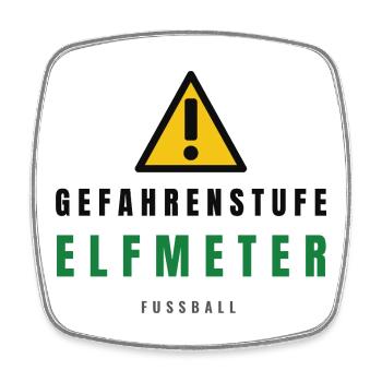 Gefahrenstufe Elf Meter Fußball - Viereckiger Kühlschrankmagnet - Weiß - Vorne