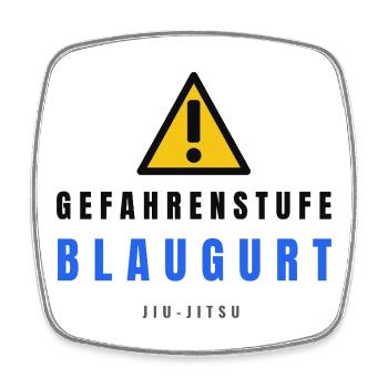 Gefahrstufe BlauGurt JiuJitsu - Viereckiger Kühlschrankmagnet - Weiß - Vorne