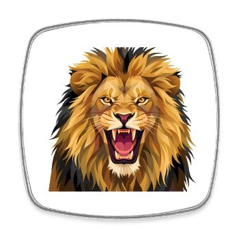 Brüllender Löwe - Viereckiger Kühlschrankmagnet - Weiß - Vorne
