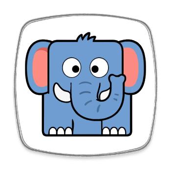 Elephant - Square fridge magnet - white - Front