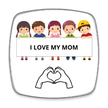 I Love My Mom – Kinderporträts - Viereckiger Kühlschrankmagnet - Weiß - Vorne