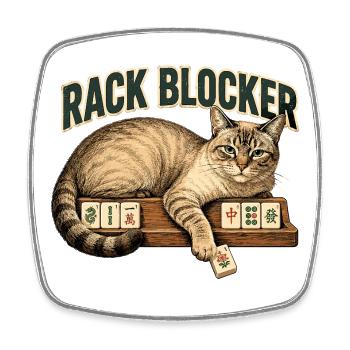 Mahjong Rack Blocker Katze - Viereckiger Kühlschrankmagnet - Weiß - Vorne