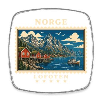 Norwegen Lofoten Vintage Reisemarke - Viereckiger Kühlschrankmagnet - Weiß - Vorne