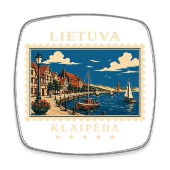 Litauen Klaipėda Vintage Reisemarke - Viereckiger Kühlschrankmagnet - Weiß - Vorne