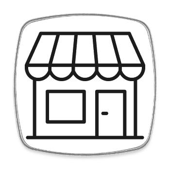 Storefront Line Icon Retail Shop Business Building - Square fridge magnet - white - Front