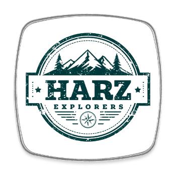 Harz Explorers Badge | Vintage Outdoor Logo - Viereckiger Kühlschrankmagnet - Weiß - Vorne