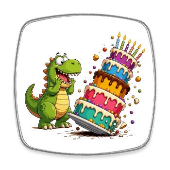 Dino Geburtstag Kuchen Parade - Viereckiger Kühlschrankmagnet - Weiß - Vorne