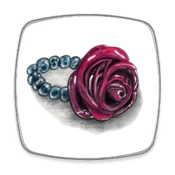 Rose heart with pearls - Square fridge magnet - white - Front
