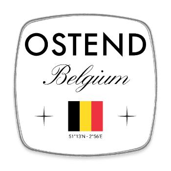 Ostend Belgium Coordinates Travel Souvenir - Square fridge magnet - white - Front