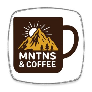 Berge Kaffee Tasse Abzeichen - Viereckiger Kühlschrankmagnet - Weiß - Vorne