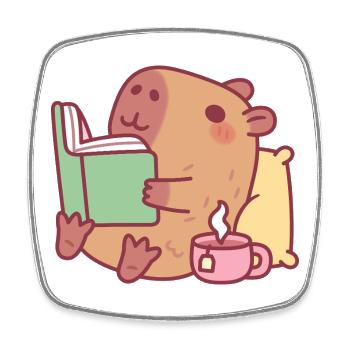 Niedliche Capybara entspannt und liest ein Buch - Viereckiger Kühlschrankmagnet - Weiß - Vorne