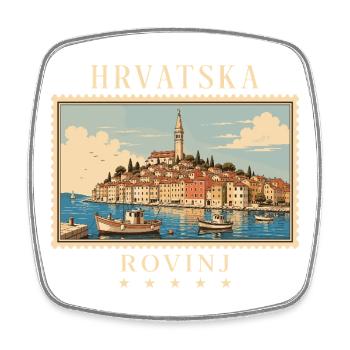 Kroatien Rovinj Vintage Reisemarke - Viereckiger Kühlschrankmagnet - Weiß - Vorne