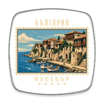 Bulgarien Nessebar Vintage Reisemarke - Viereckiger Kühlschrankmagnet - Weiß - Vorne