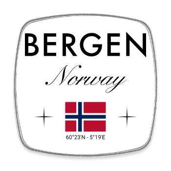 Bergen Norvège Coordonnées Souvenir de voyage - Magnet carré - blanc - Devant