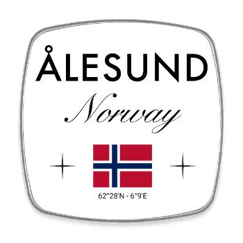 Ålesund Norwegen Koordinaten Reise Souvenir - Viereckiger Kühlschrankmagnet - Weiß - Vorne